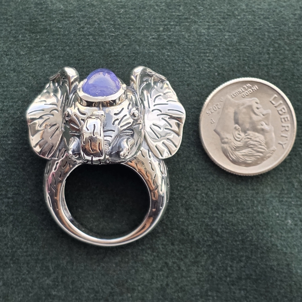 925 Sterling Silver Elephant Ring w/ Tanzanite - Reasonable Offers Accepted